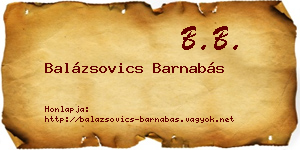 Balázsovics Barnabás névjegykártya
