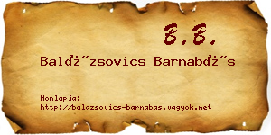 Balázsovics Barnabás névjegykártya